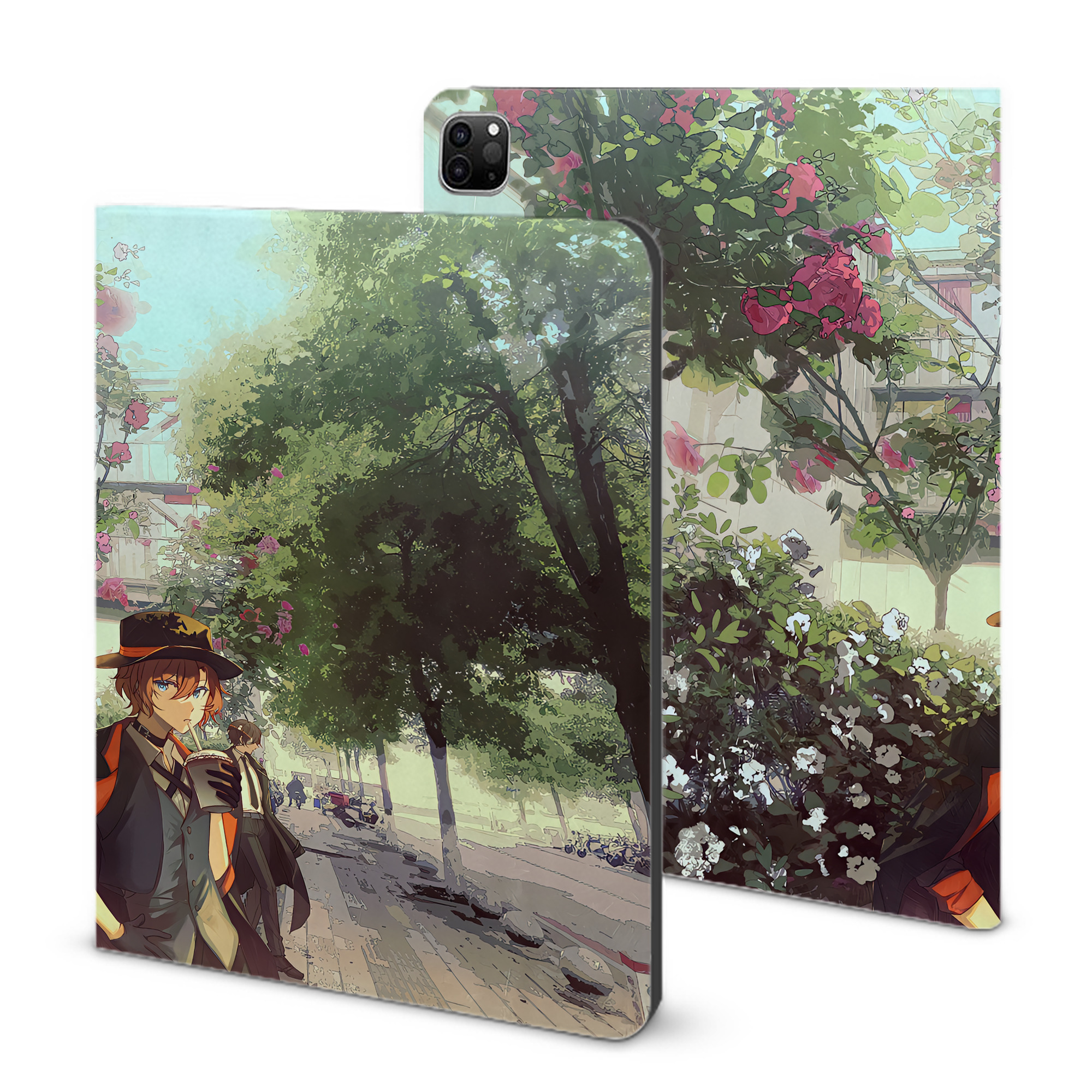 （画像用） 文豪ストレイドッグス Bungo Stray Dogs IPad ケース ブック型 PUレザー TPU 耐衝撃 軽量 薄型 ペン収納なし 全面保護 IPad 各モデル対応